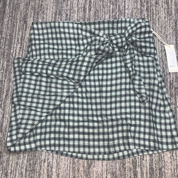 Copper Key Womens Size XL Wrap Skirt Green Black Plaid Side Tie Zip Closure NWT - Picture 2 of 8